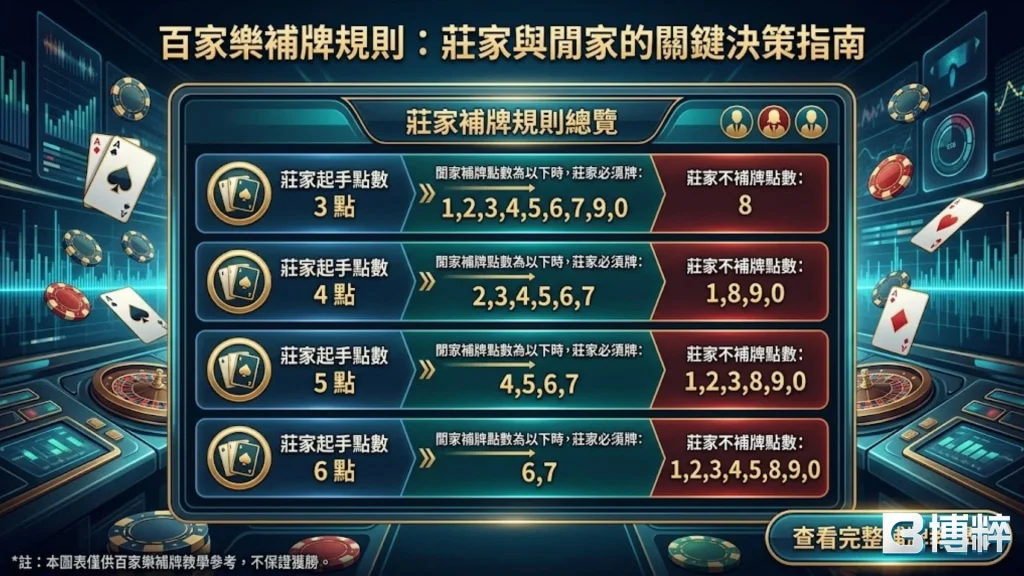 百家樂補牌規則