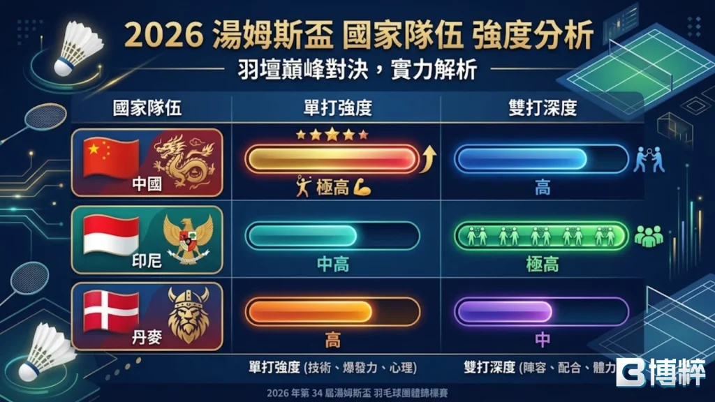 2026湯姆斯盃的奪冠熱門