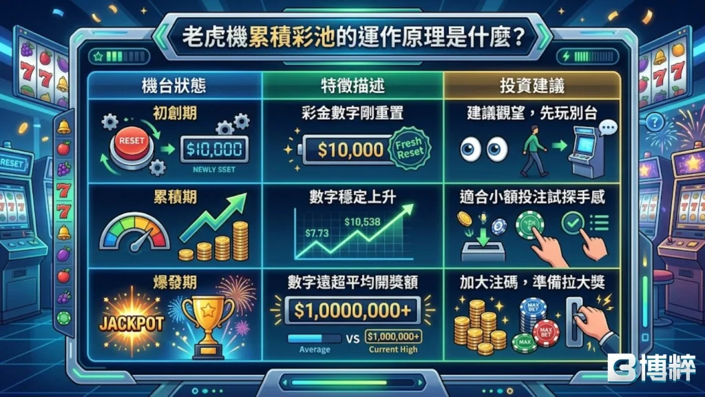 破解老虎機JP機率運作原理，分享老虎機連線技巧與中獎期望值。