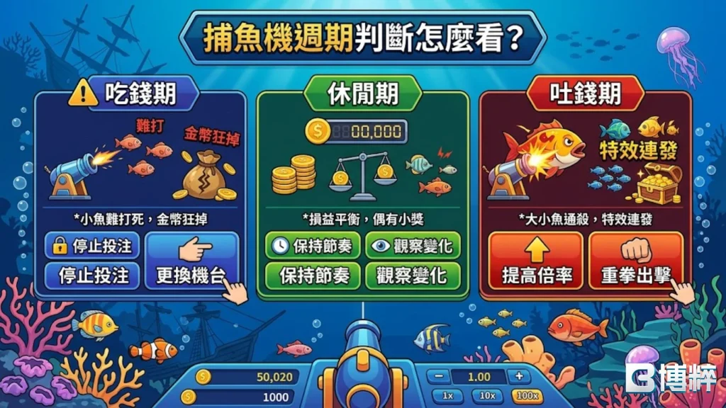 捕魚機週期判斷教學，教你識別捕魚機送分期、吃分期與休閒期。