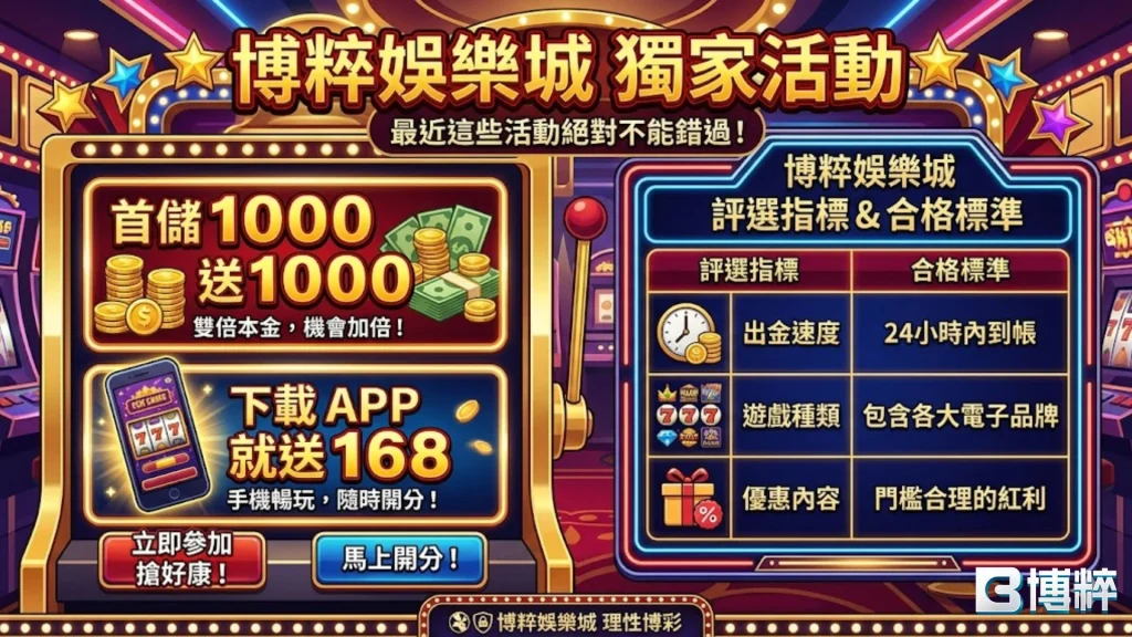 線上SLOT推薦平台優惠，首儲1000送1000與APP體驗金。