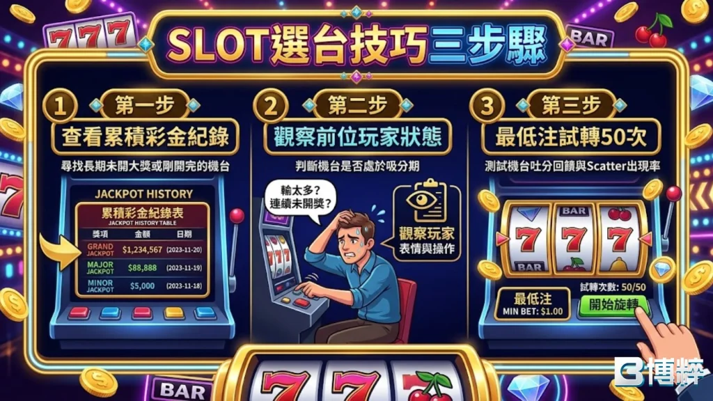 SLOT選台技巧三步驟，教你如何觀察SLOT爆分規律。
