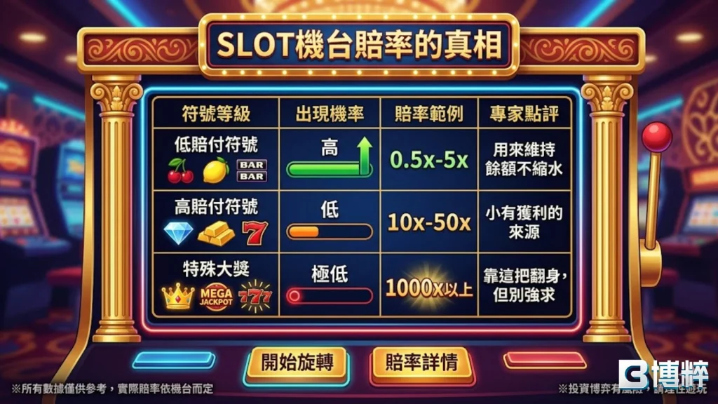 SLOT機台規則教學：賠率表與符號中獎計算真相。