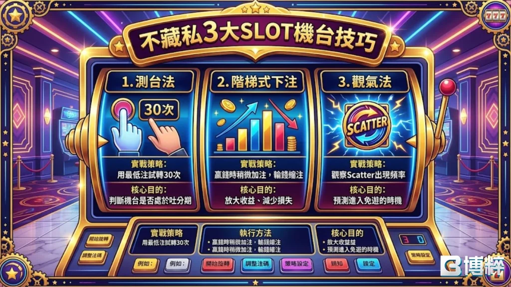 不藏私三大 SLOT 機台技巧：選台、週期判斷與籌碼分配。
